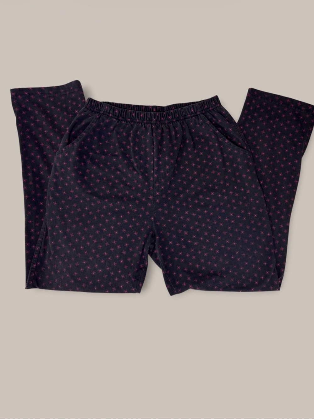Vintage Bobbie Brooks Navy Red Starburst Cotton Pants Medium